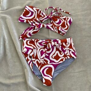 Anthropologie swimsuit bandeau top high rise bottoms
